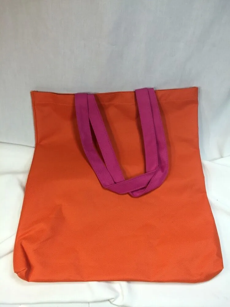 NEW Tote Bag Pink & Orange From Macy's Canvas Durable Medium Size Shoulder Bag