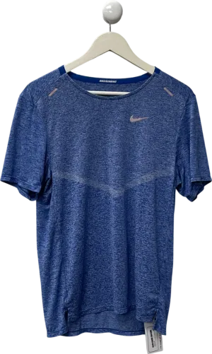 Nike Blunder Blue Breathable Running Recycled Polyester Short Sleeve Shirts UK S