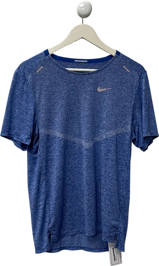 Nike Blunder Blue Breathable Running Recycled Polyester Short Sleeve Shirts UK S