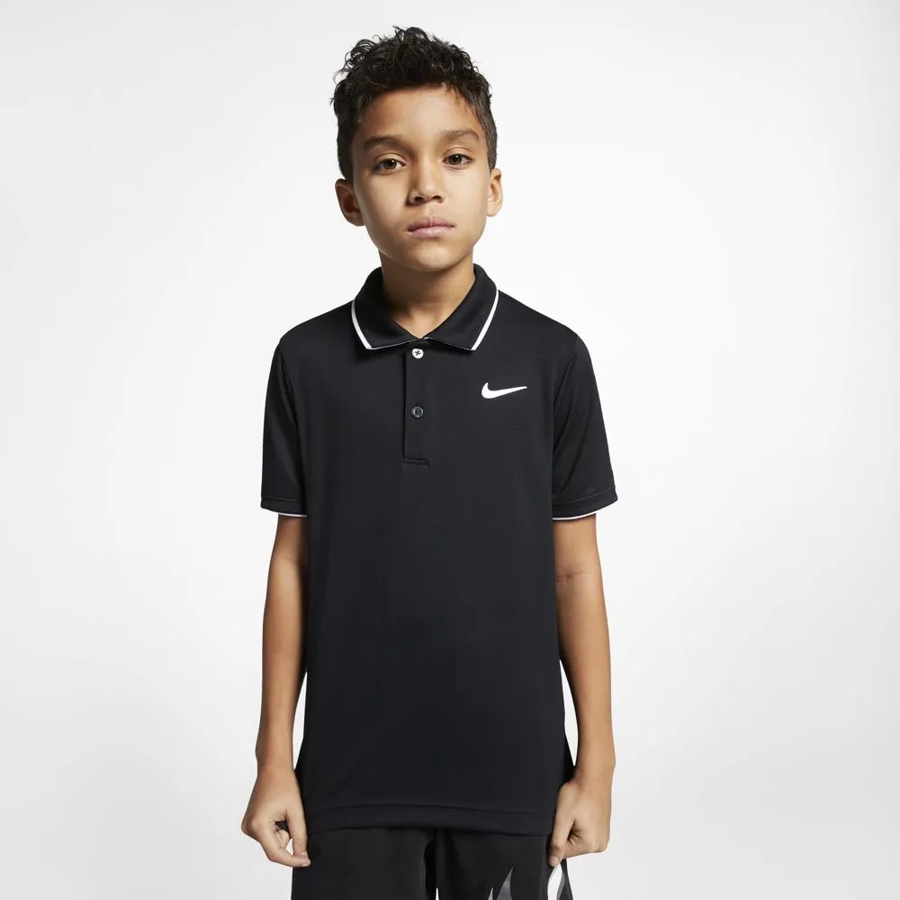 Nike Boys' Court Dri-FIT Team Polo (Black/White)