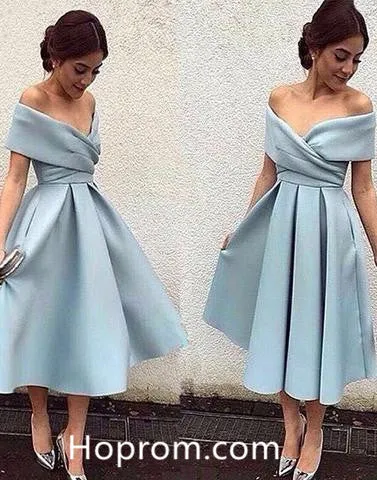 Off Shoulder Homecoming Dress, Baby Blue Sexy Homecoming Dress