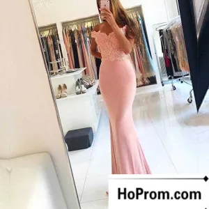 Off Shoulder Pink Mermaid Prom Dress Evening Dresses