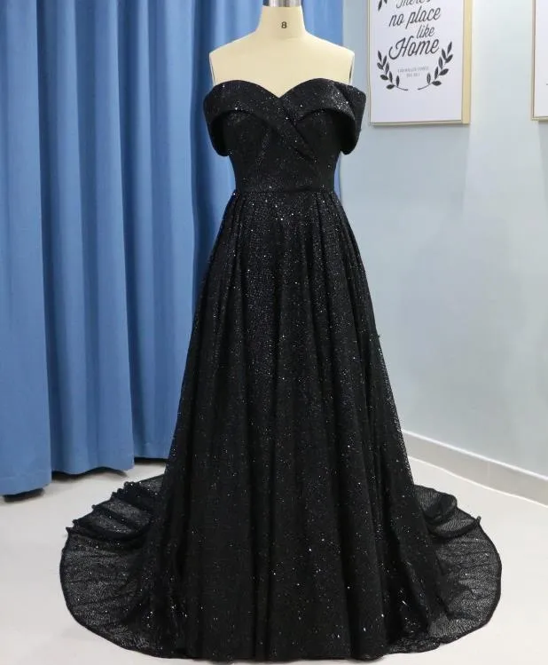 Off the Shoulder Glitter Long Prom Dresses Evening Party Dress