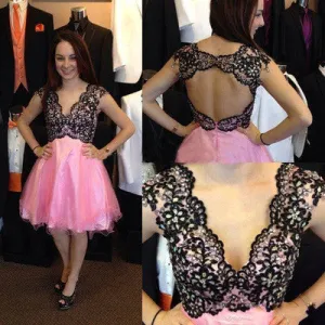 Open Back Crystal Homecoming Dress, Pink 2017 Homecoming dresses