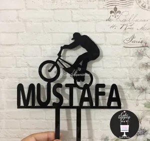 Personalized / Customized Cycling Theme Cake Topper with Name PKCT018