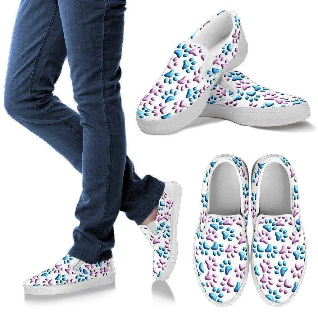Pink and Blue Slip Ons