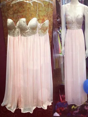 Pink Sequins Sweetheart Bridesmaid Dress for Wedding
