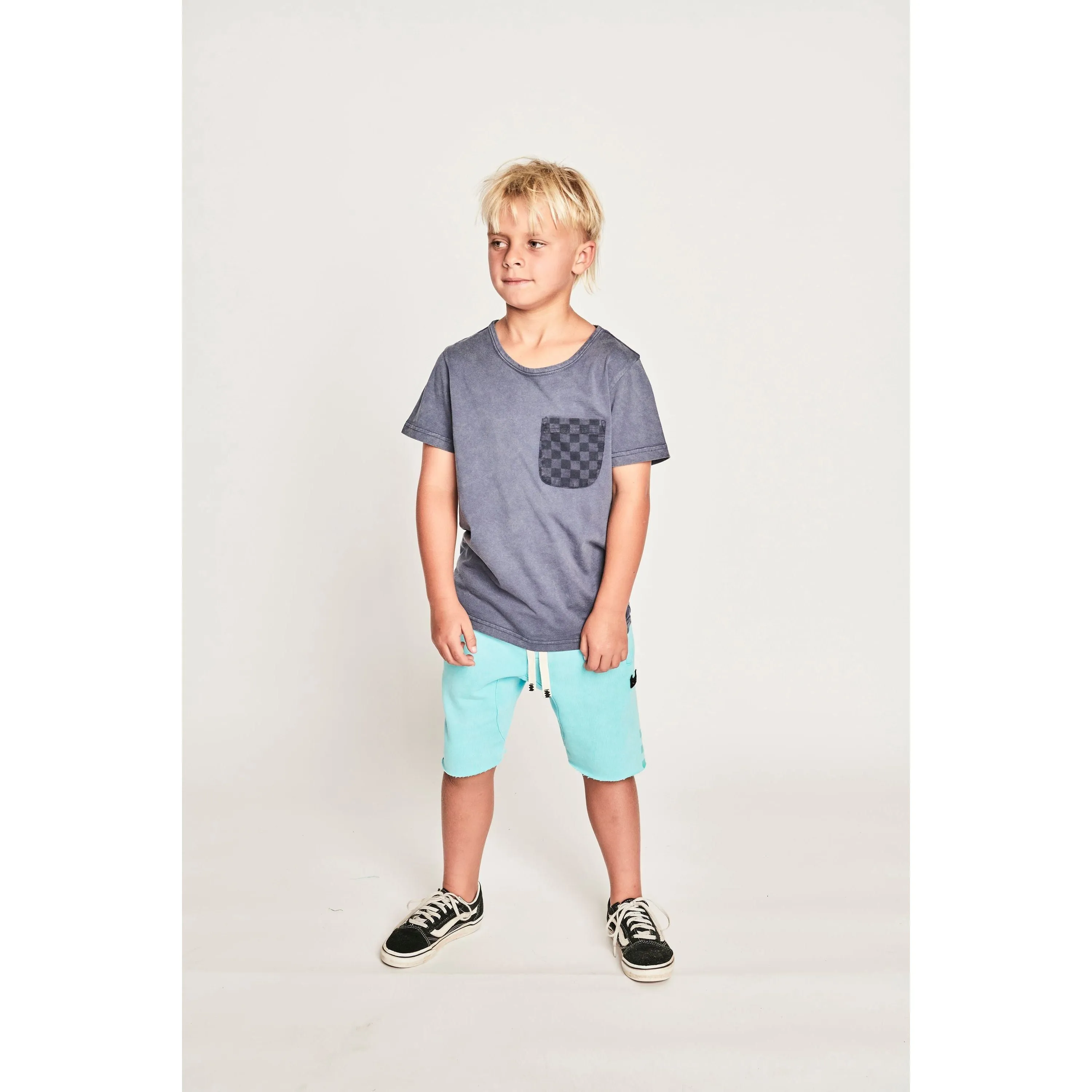 Pkt Check Ss Tee - Mineral Denim