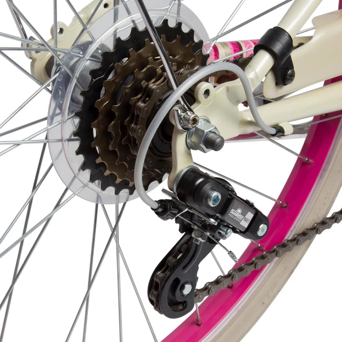 Poply 500 Kids' 24" Hybrid Bike - Cream/Pink