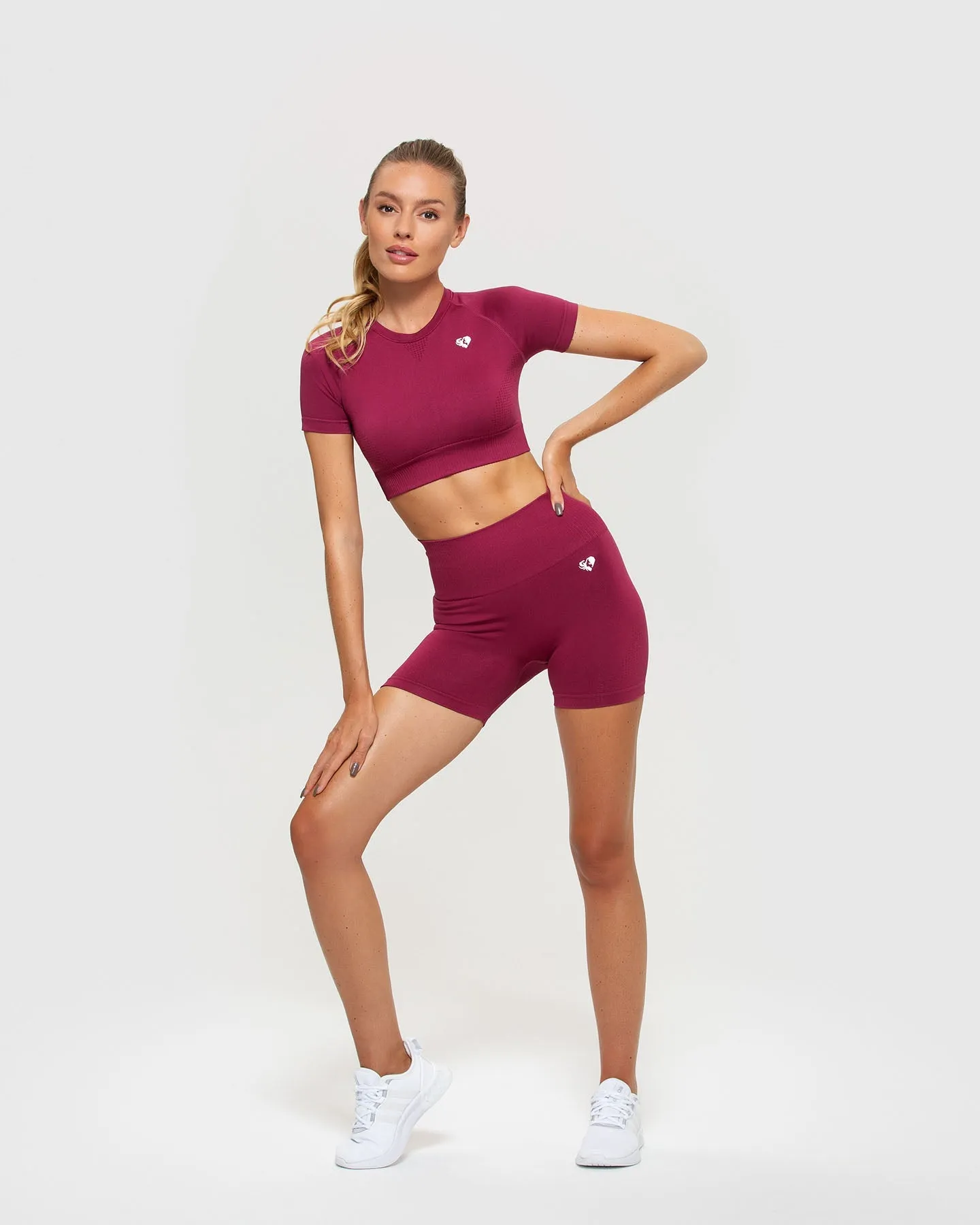 Power Seamless Short Sleeve Crop Top | Raspberry