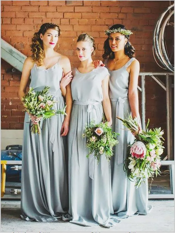Princess Chiffon Sleeveless Bridesmaid Dresses Floor Length