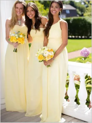 Princess Chiffon Sleeveless Bridesmaid Dresses Floor Length