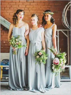 Princess Chiffon Sleeveless Bridesmaid Dresses Floor Length
