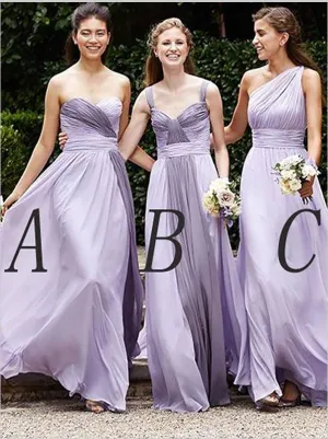 Princess Chiffon Sleeveless Bridesmaid Dresses Floor Length
