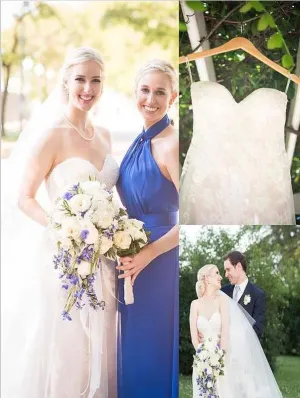 Princess Tulle Strap Sweetheart Wedding Dresses,Brush Train Wedding Dresses