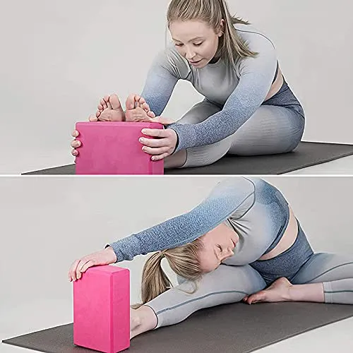 Proberos®Yoga Blocks Set of 2 and Belt- 10×8×5.6 High Density EVA Foam Yoga Bricks with Yoga Strap Superior Traction and Moisture-Proof Ideal for Flexibility Stretching Yoga and Pilates