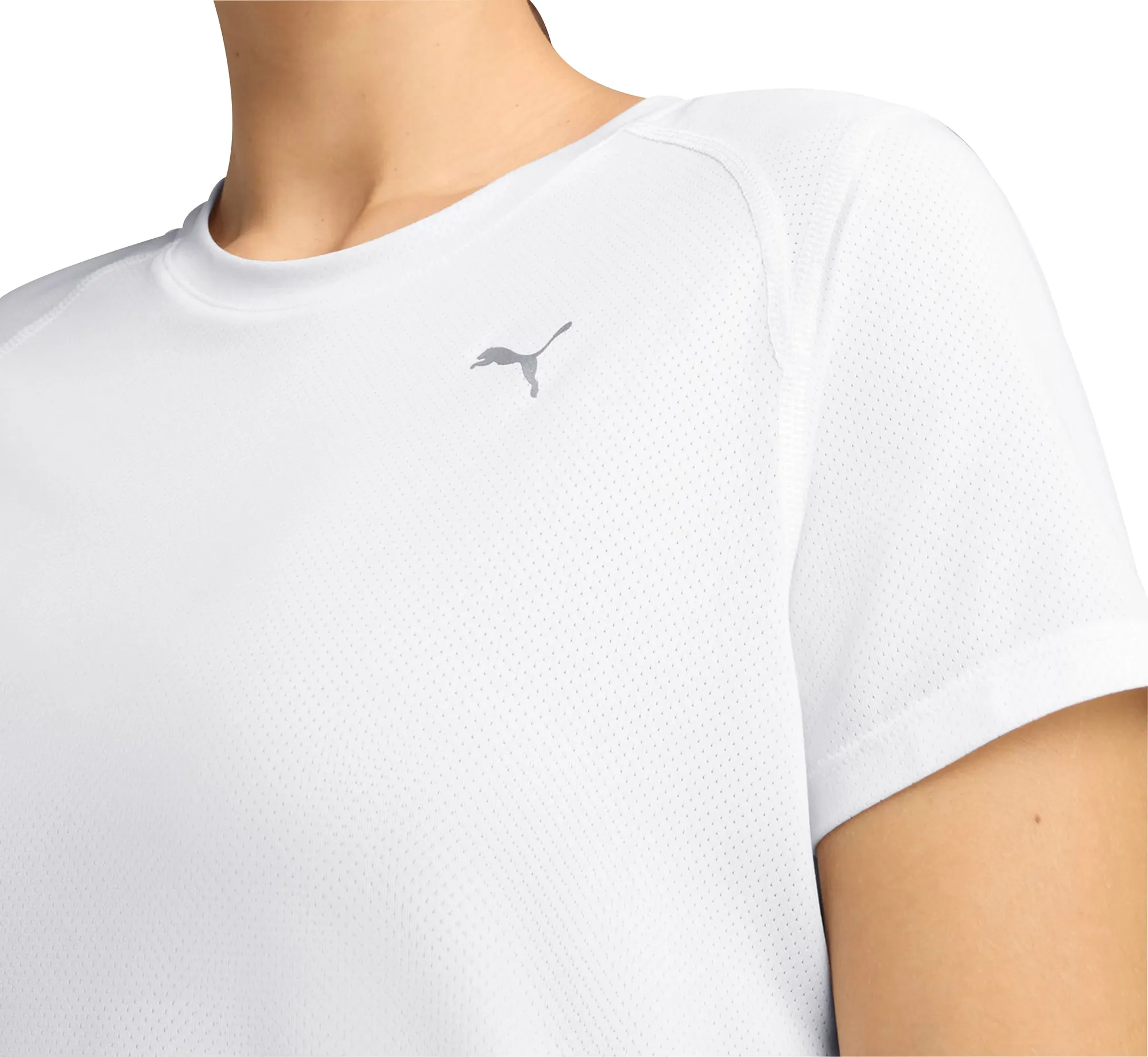 Puma Run Graphic Mesh Short Sleeve Womens Running Top - White