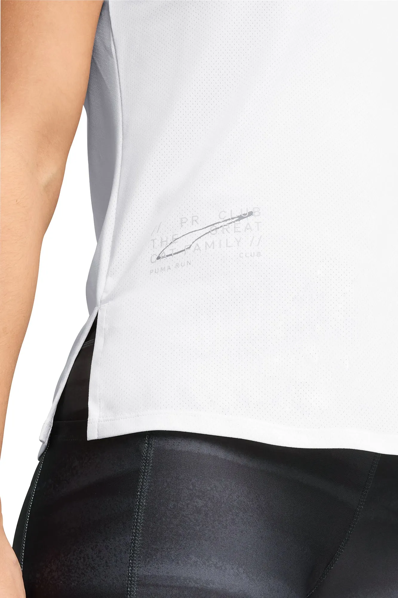 Puma Run Graphic Mesh Short Sleeve Womens Running Top - White