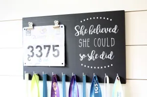 Race Bib & Medal Holder - She Believed She Could So She Did