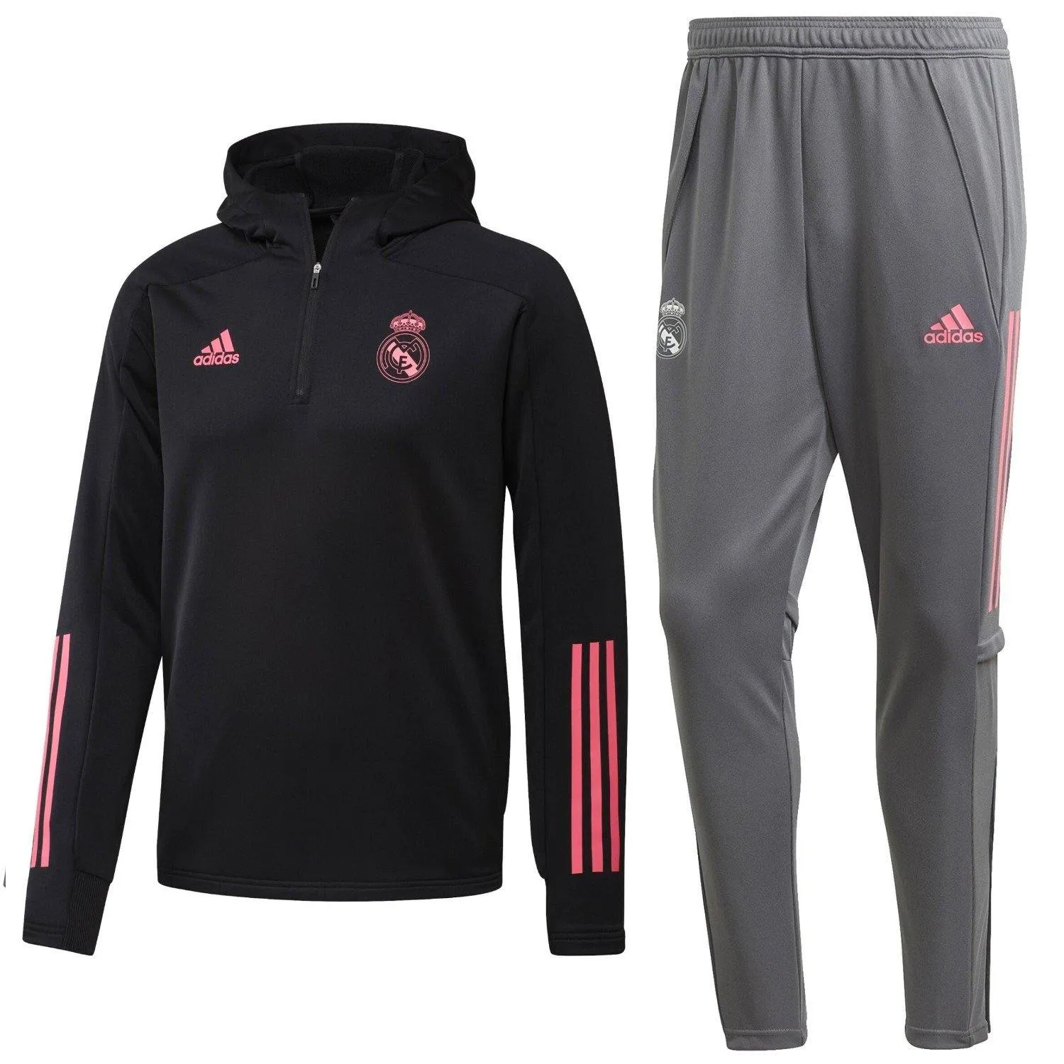 Real Madrid black/grey hooded training technical tracksuit 2020/21 - Adidas