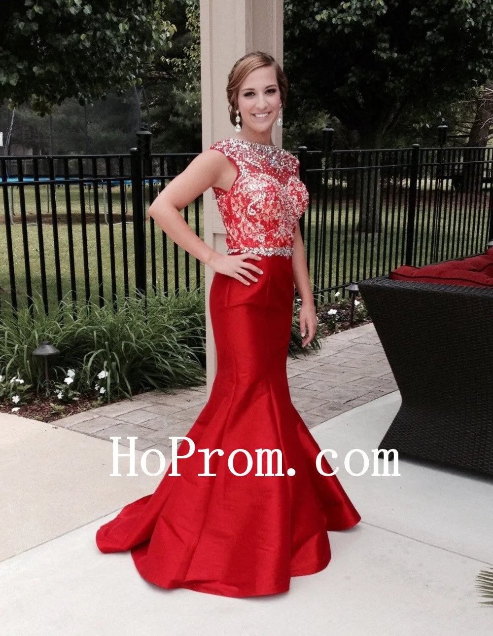 Red Prom Dresses,Mermaid Prom Dress,Satin Evening Dress
