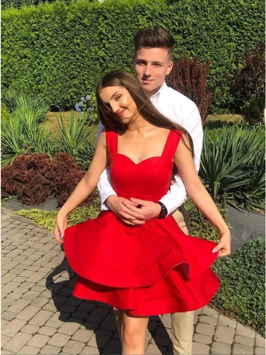 Red Short Prom Dress, Sweetheart Homecoming Dress, Sleeveless Formal Dresses