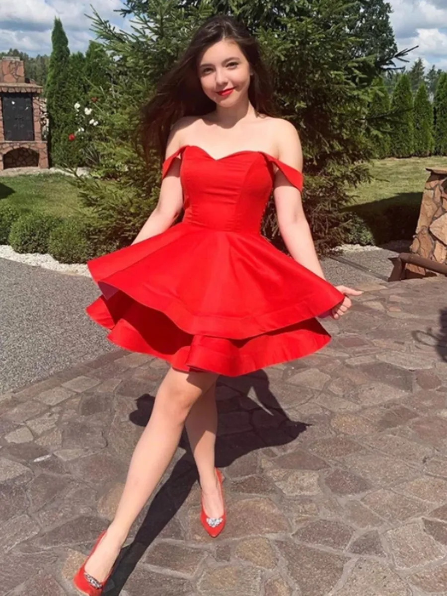 Red Short Prom Dress, Sweetheart Homecoming Dress, Sleeveless Formal Dresses