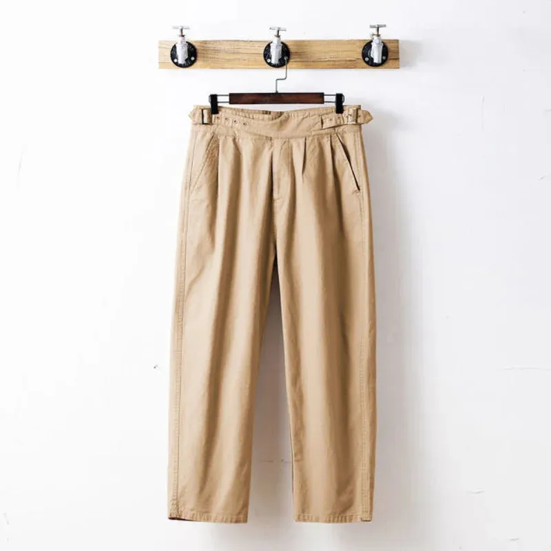 Retro Military Gurkha Pants - Improved Tooling Trousers with High Waist, Straight Loose Wide Leg Design