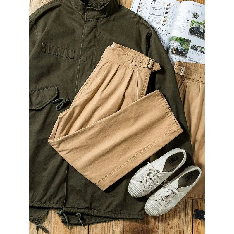 Retro Military Gurkha Pants - Improved Tooling Trousers with High Waist, Straight Loose Wide Leg Design