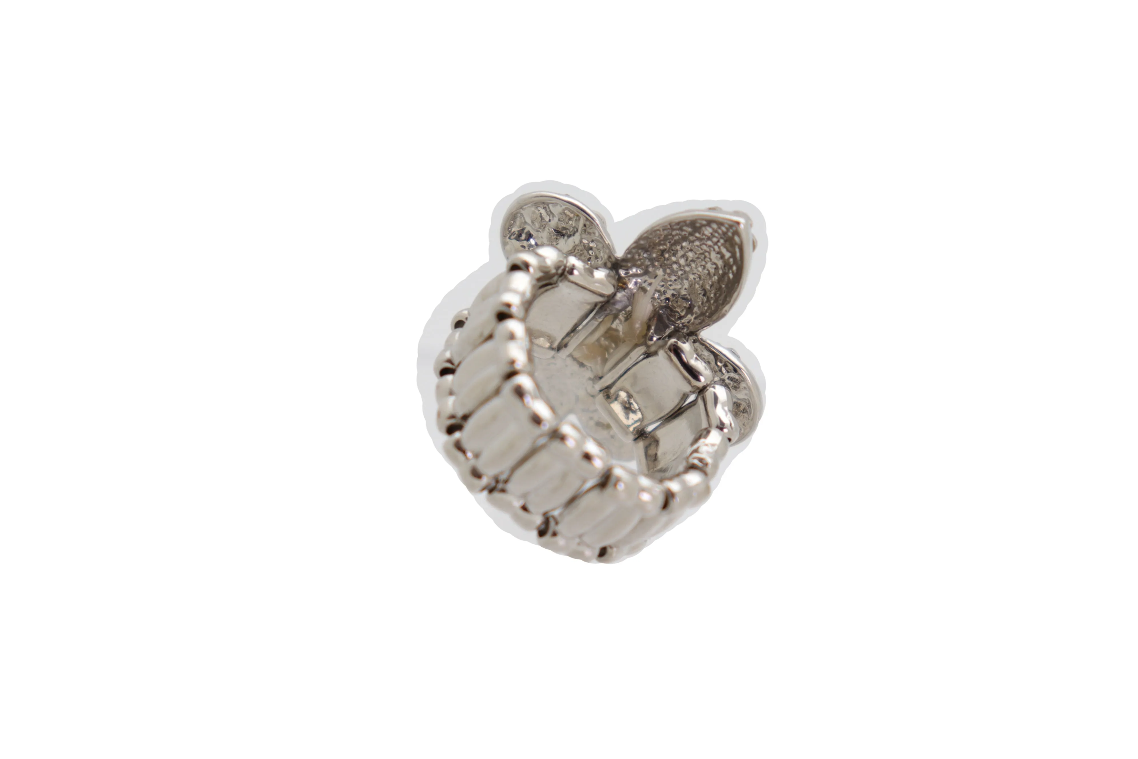 Rhinestone Fleur De Lis Lily Flower Elastic Band Ring
