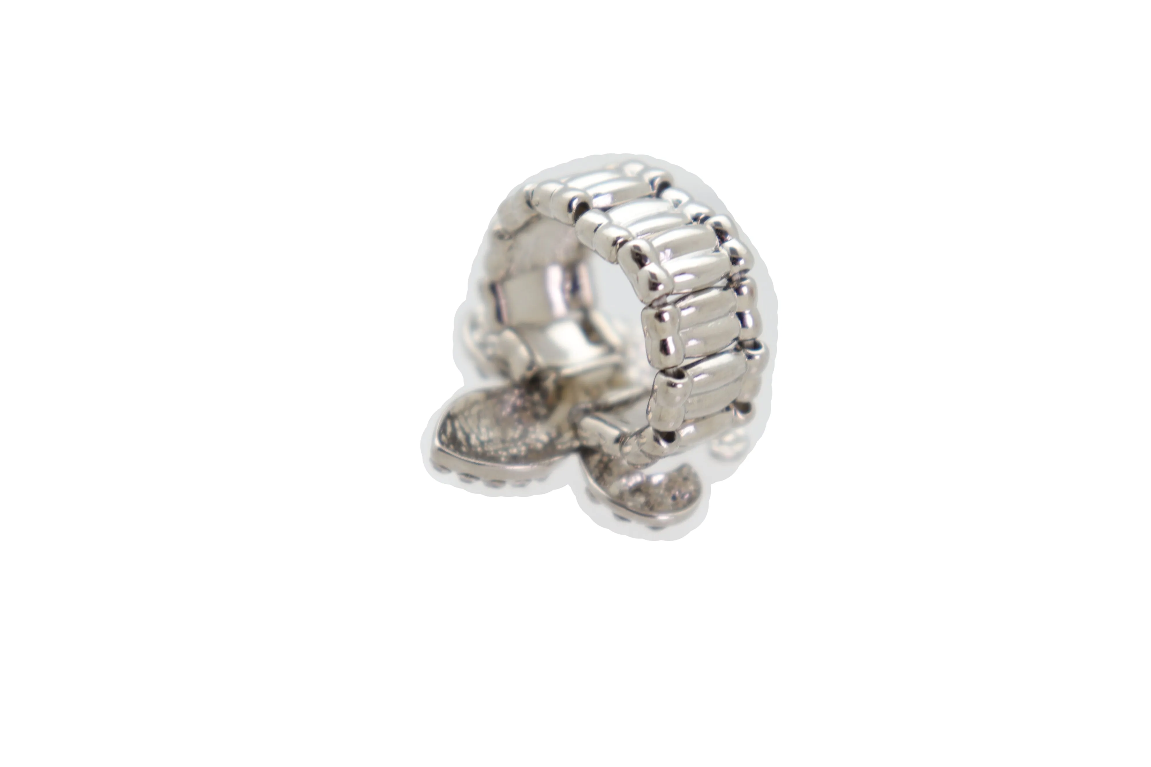 Rhinestone Fleur De Lis Lily Flower Elastic Band Ring