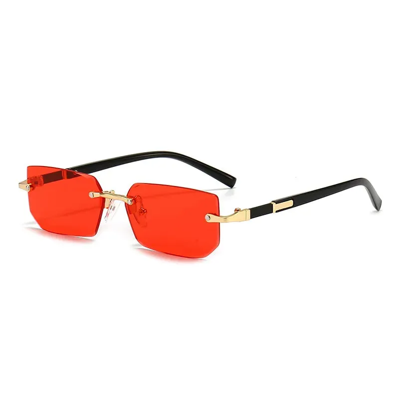 Rimless Sunglasses Rectangle Women Men