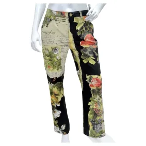 Roberto Cavalli 90s Rose Print Denim Jeans