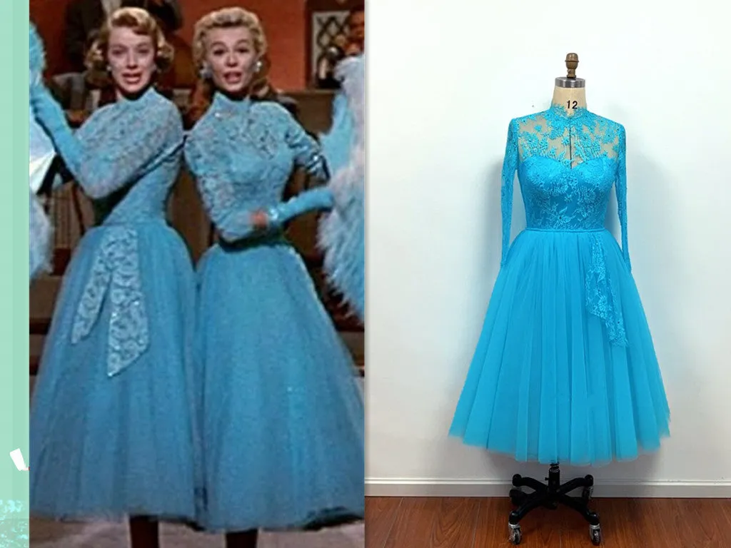 Rosemary Clooney and Vera Ellen Sisters Blue Lace Dress from White Christmas