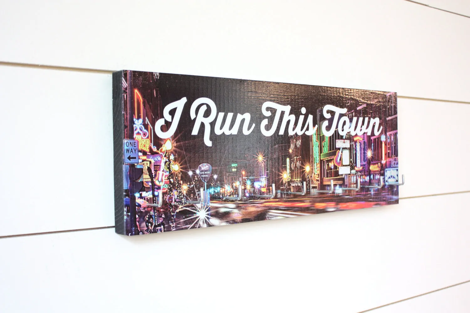 Running Medal Holder - I Run This Town Nashville, TN (Broadway) - Medium (Full Color)