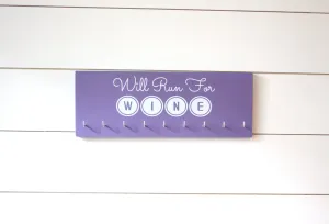 Running Medal Holder - Will Run for Wine - Medium