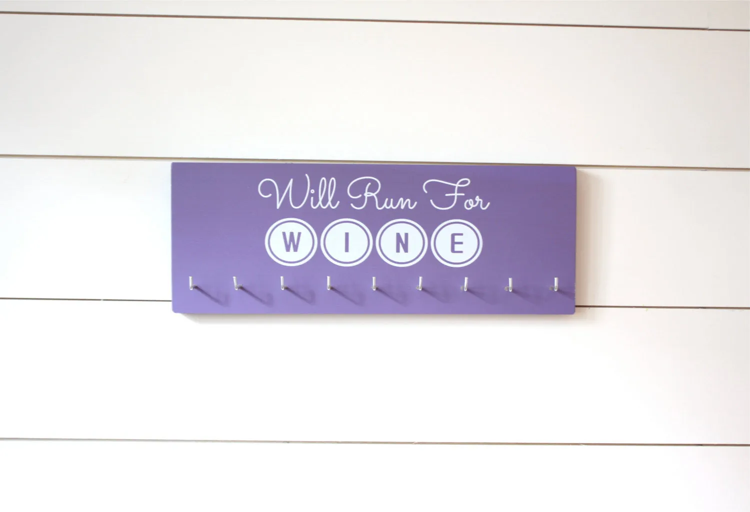 Running Medal Holder - Will Run for Wine - Medium