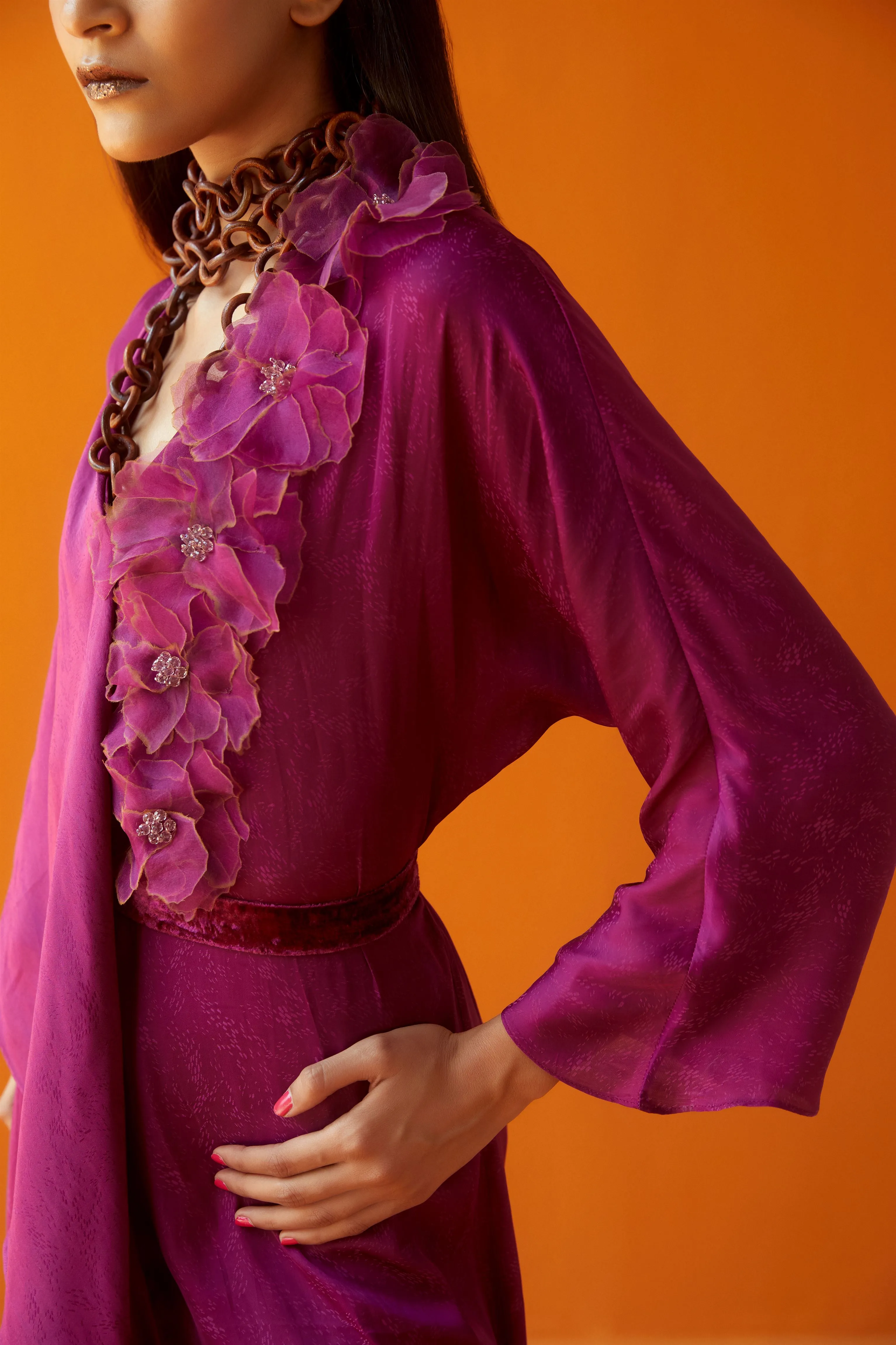 Sakshi Khetterpal  I  Dresses Dress With Belt = 1Pc Rasberry Radiance SK-042 A/W2024 Seasons