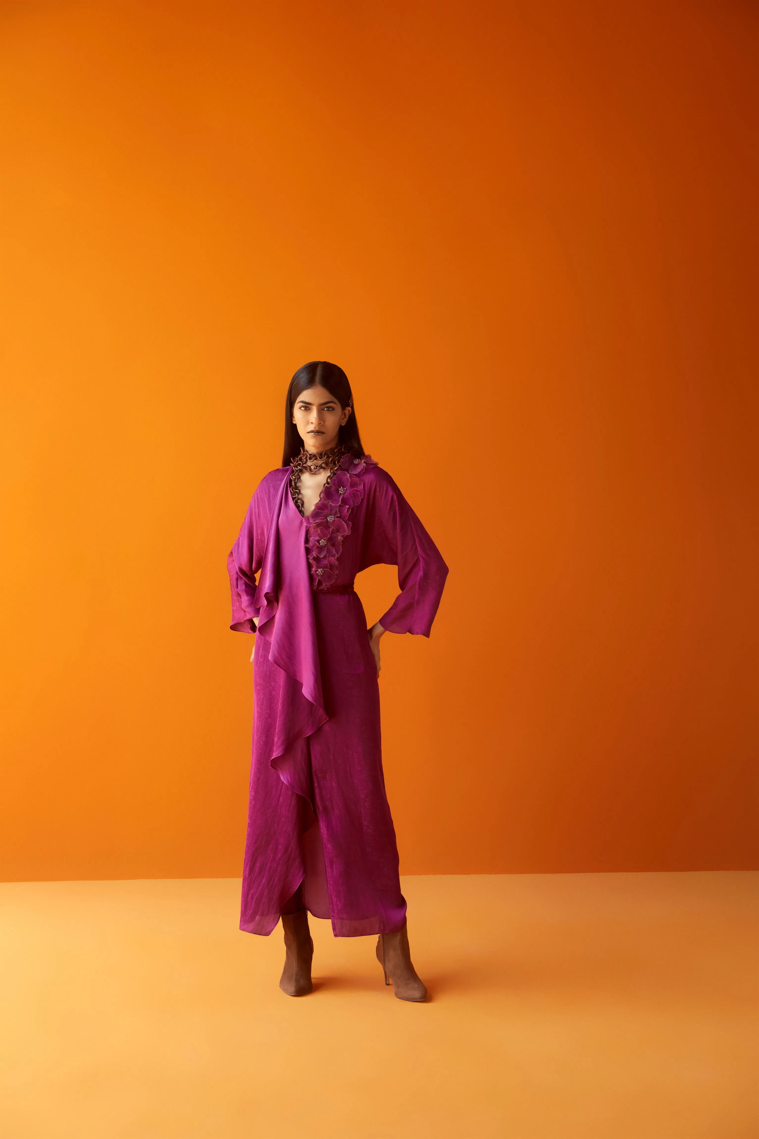 Sakshi Khetterpal  I  Dresses Dress With Belt = 1Pc Rasberry Radiance SK-042 A/W2024 Seasons