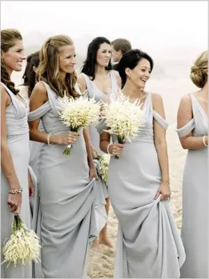 Sheath Chiffon V-neck Sleeveless Bridesmaid Dresses Floor Length