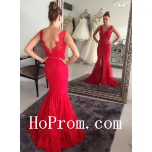 Sheath Mermaid Prom Dresses,Red Prom Dress,Evening Dress