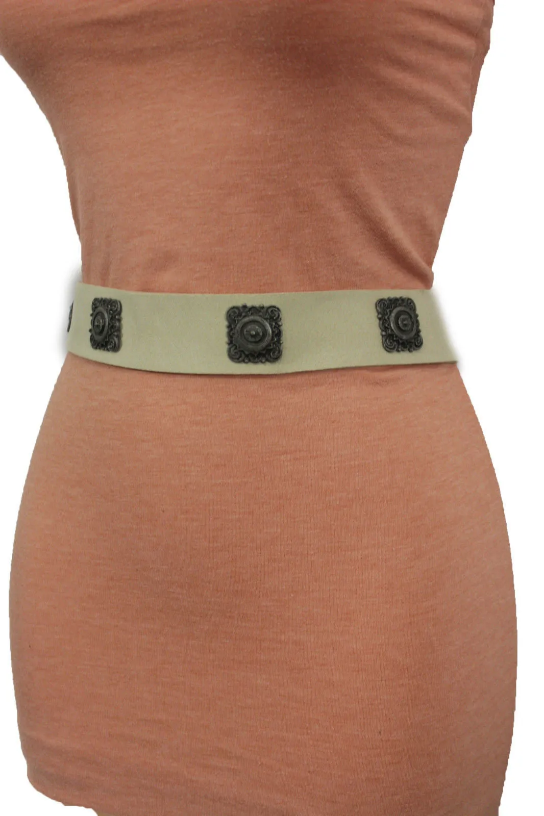 Silver Ethnic Charms Hip High Waist Tie Belt Genuine Suede Leather M L