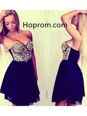 Sleeveless Sweetheart Beading Chiffon Short Homecoming Dresses
