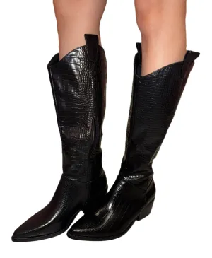 SNAKE PRINT FAUX LEATHER WESTERN STYLE BOOT VANESSA05