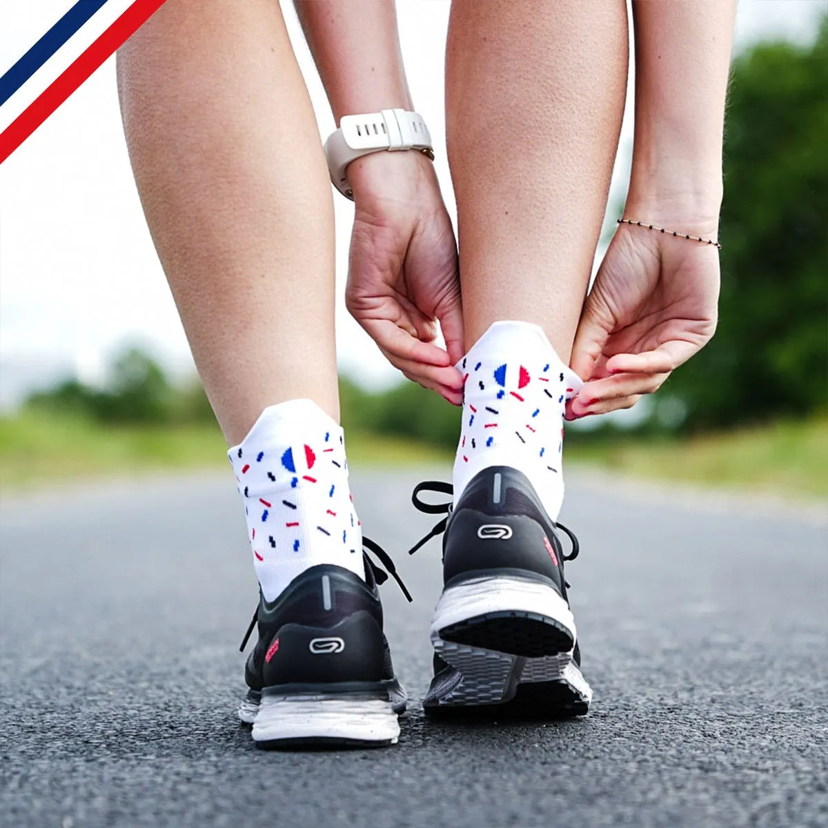 Socquettes de running - La blanche à confettis