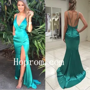 Spaghetti Straps Prom Dresses,Open Back Prom Dress,Evening Dress