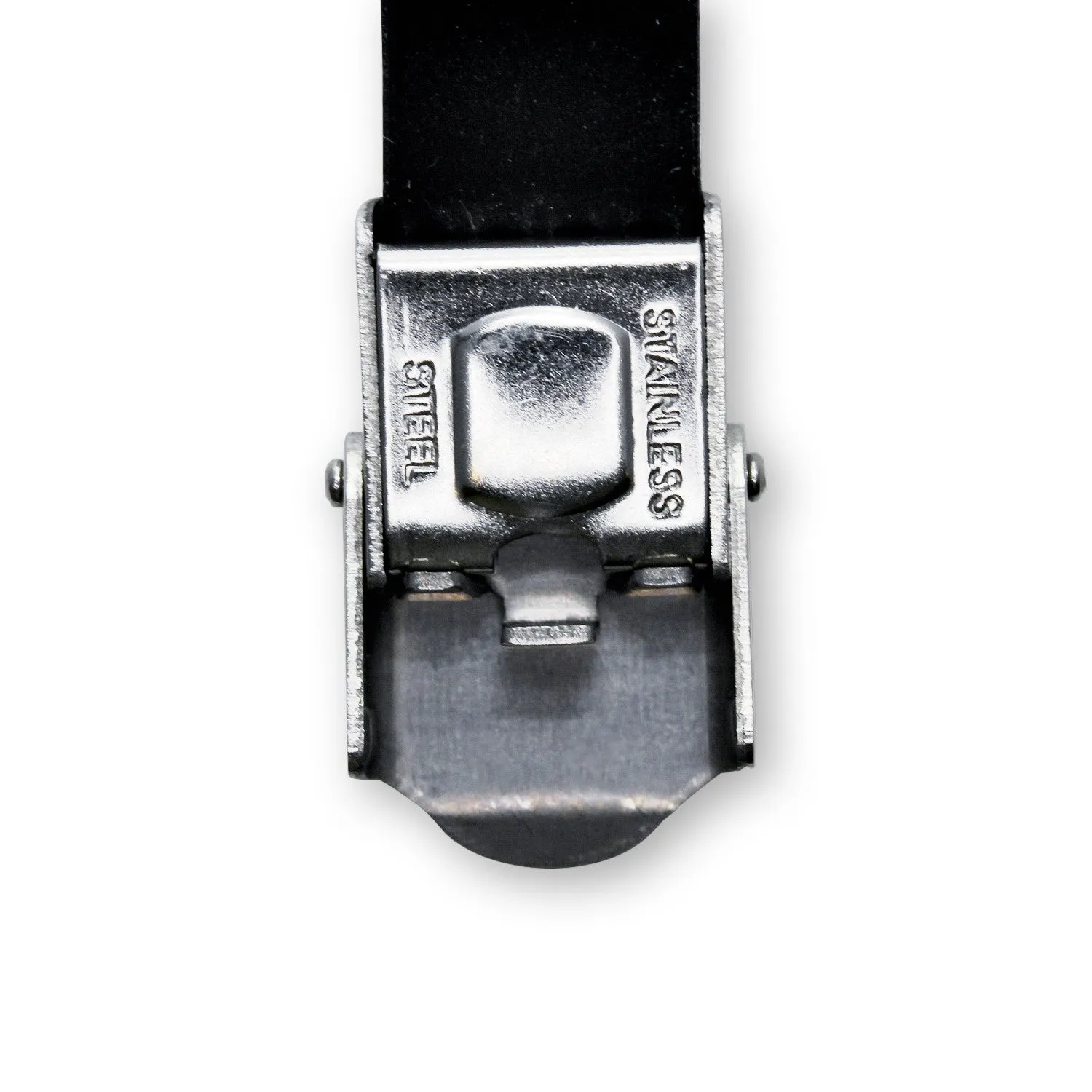 Stainless Steel Black Two Tone Design Leather Bracelet