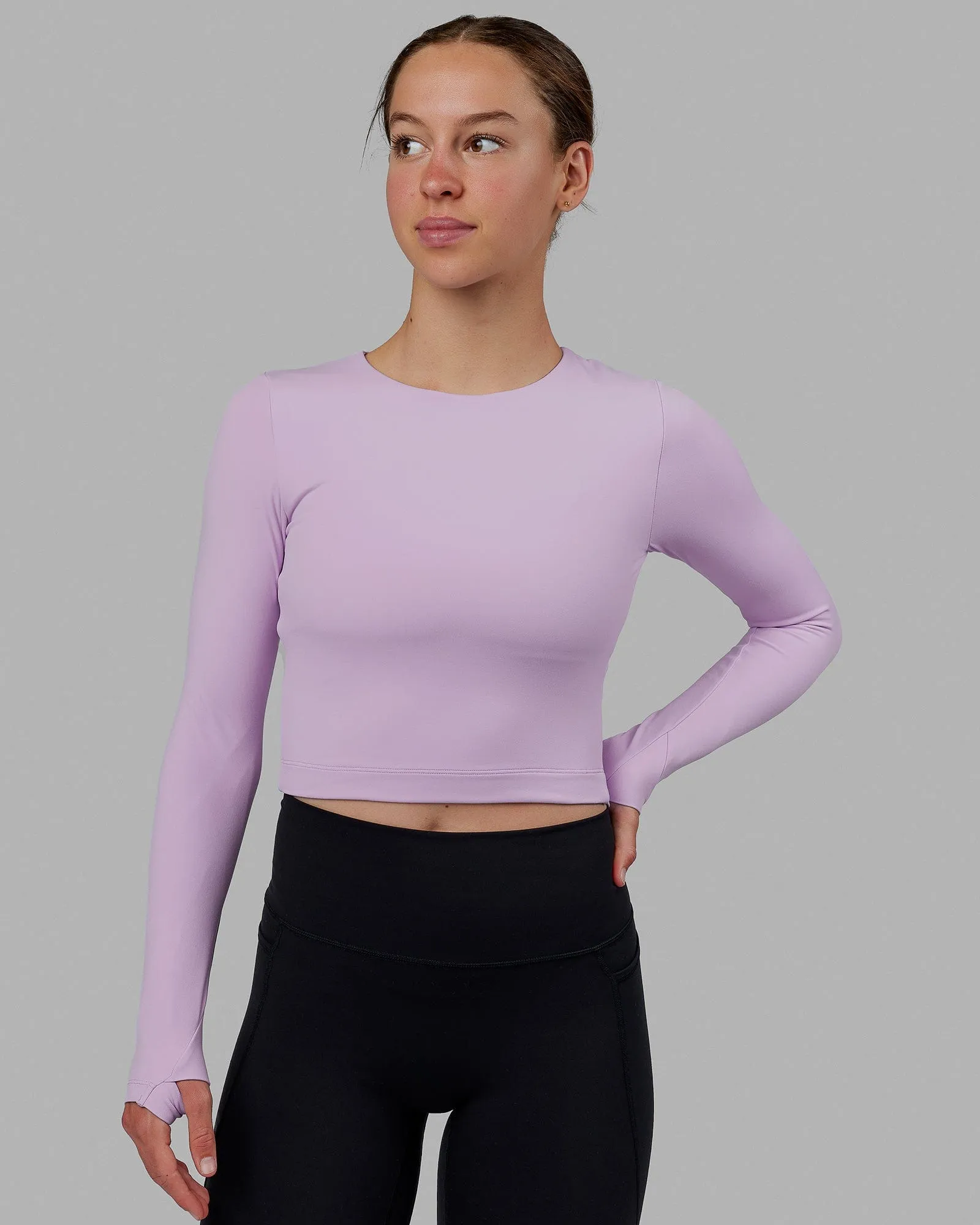 Staple Long Sleeve Cropped Tee - Pale Lilac