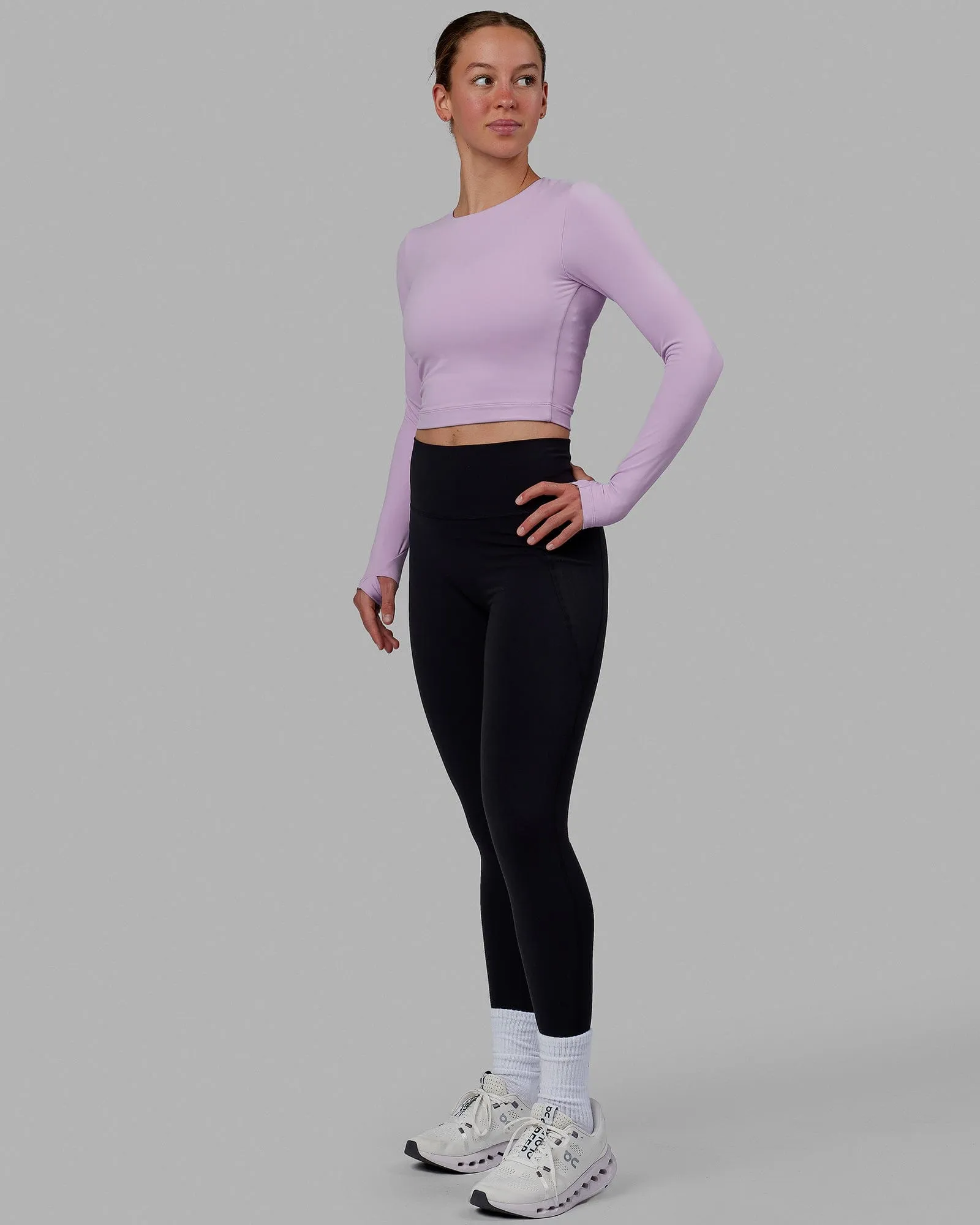 Staple Long Sleeve Cropped Tee - Pale Lilac