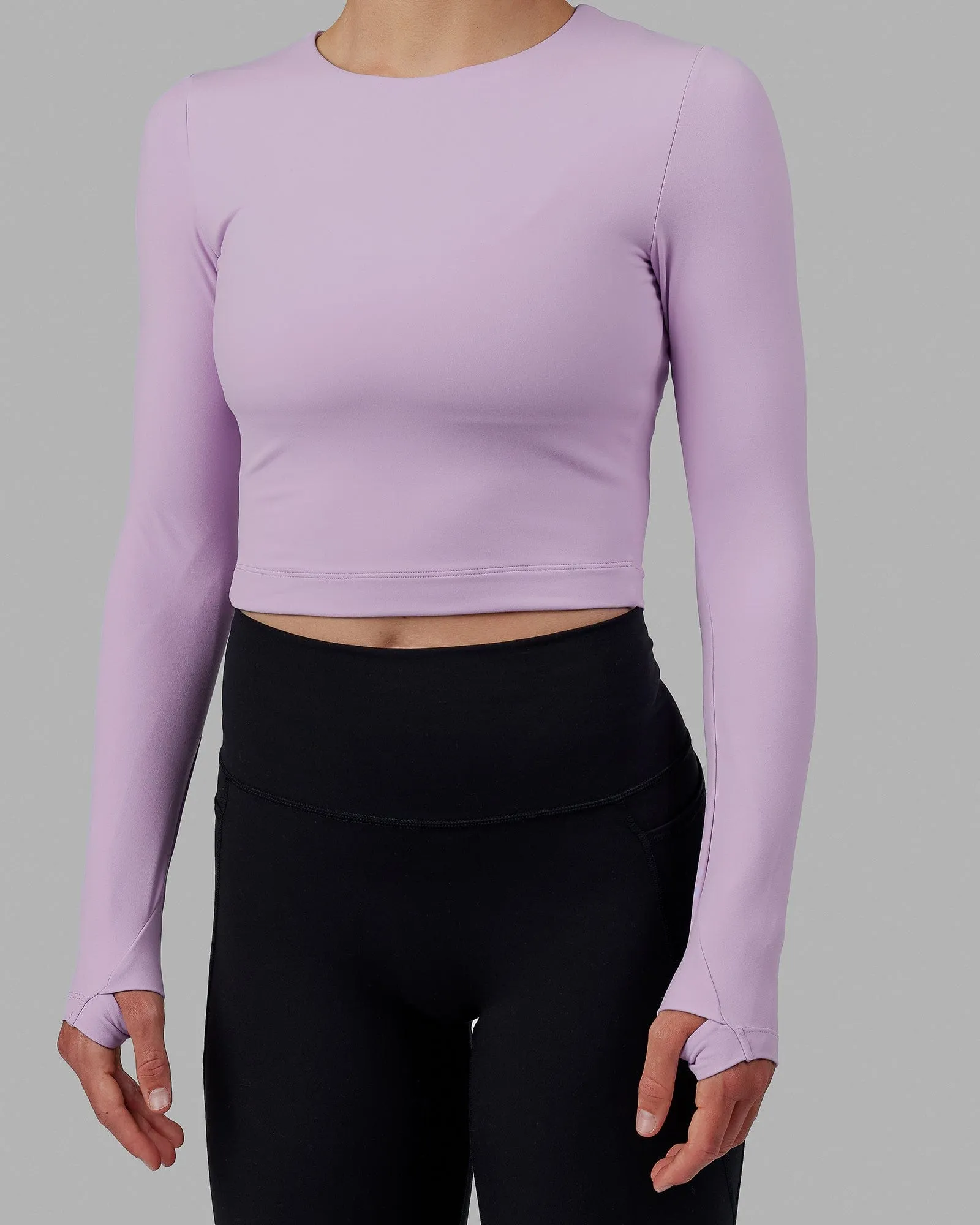 Staple Long Sleeve Cropped Tee - Pale Lilac